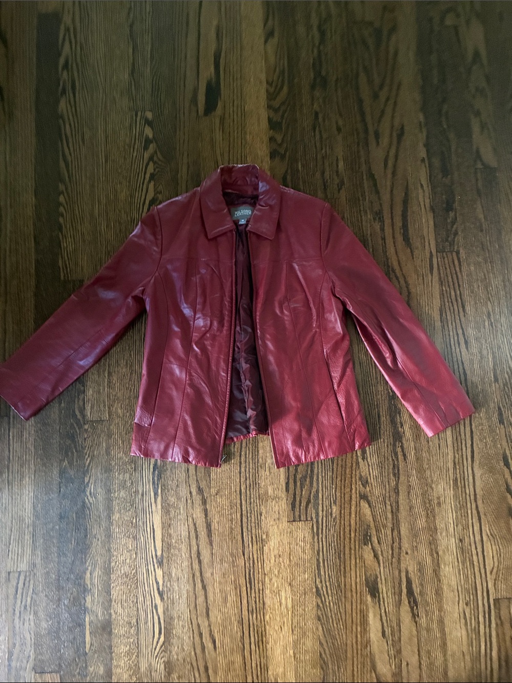 Wilsons Leather Women's Burgundy Red Zip-Front Leather Jacket